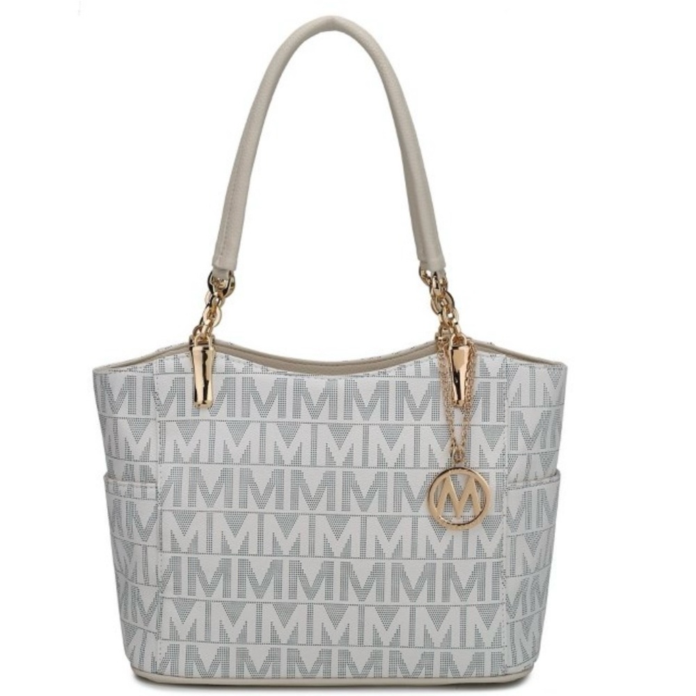 ✨MKF Collection Braylee M Signature Tote Bag, Vegan Leather, Color White